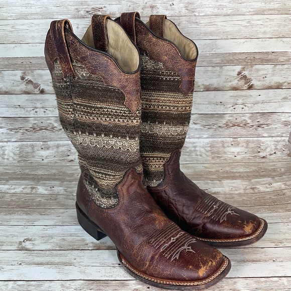 Roper Shoes - Roper Womens Cowgirl Western Southwest Rockabilly Full Leather Boots 9.5